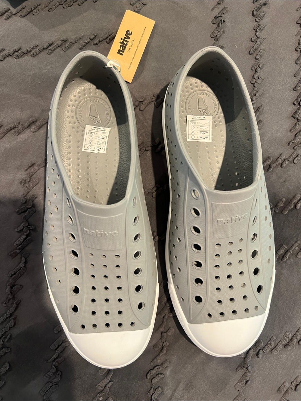 Native Gray Slip-On Shoes with White Toe by Native